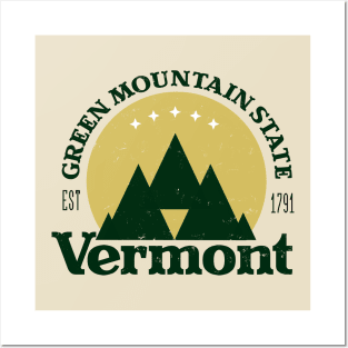 Green Mountain State,  Vermont Version 2 (Distressed) Posters and Art